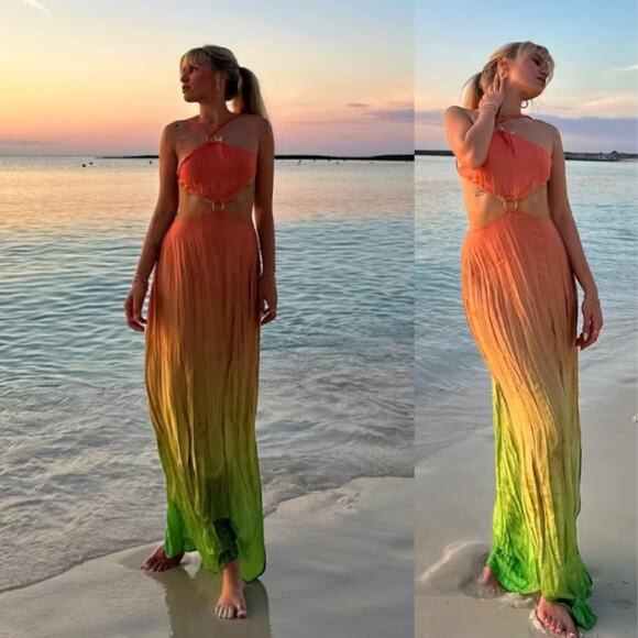 Baobab Collection Dresses & Skirts - Baobab Collection Orange and Green Maxi Dress